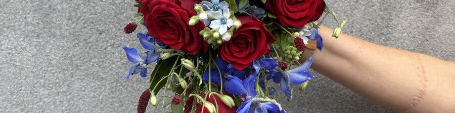 Droppformad brudbukett